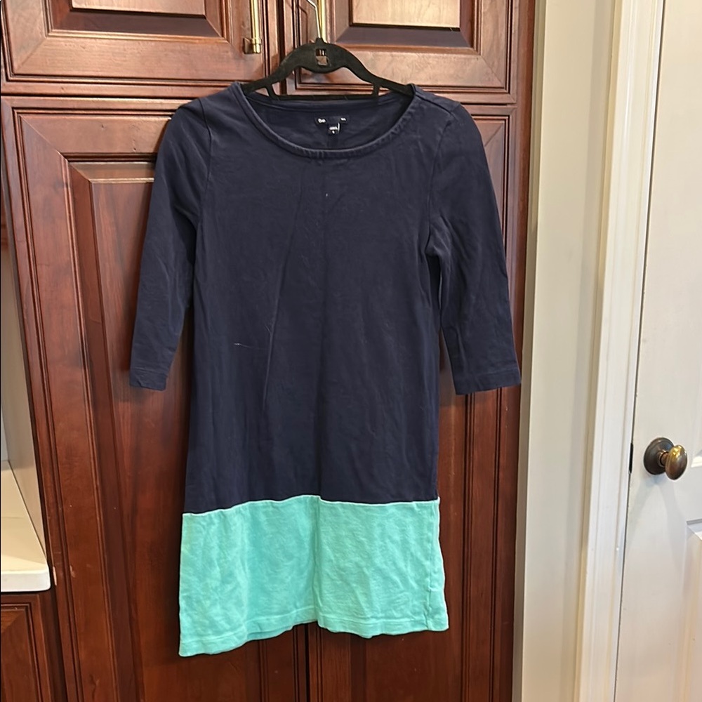 GAP Blue and Green Sheath Dress with Raglan Sleeves